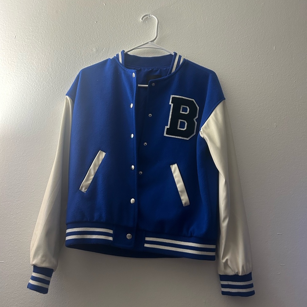 Love Tree Blue and White Varsity Jacket small